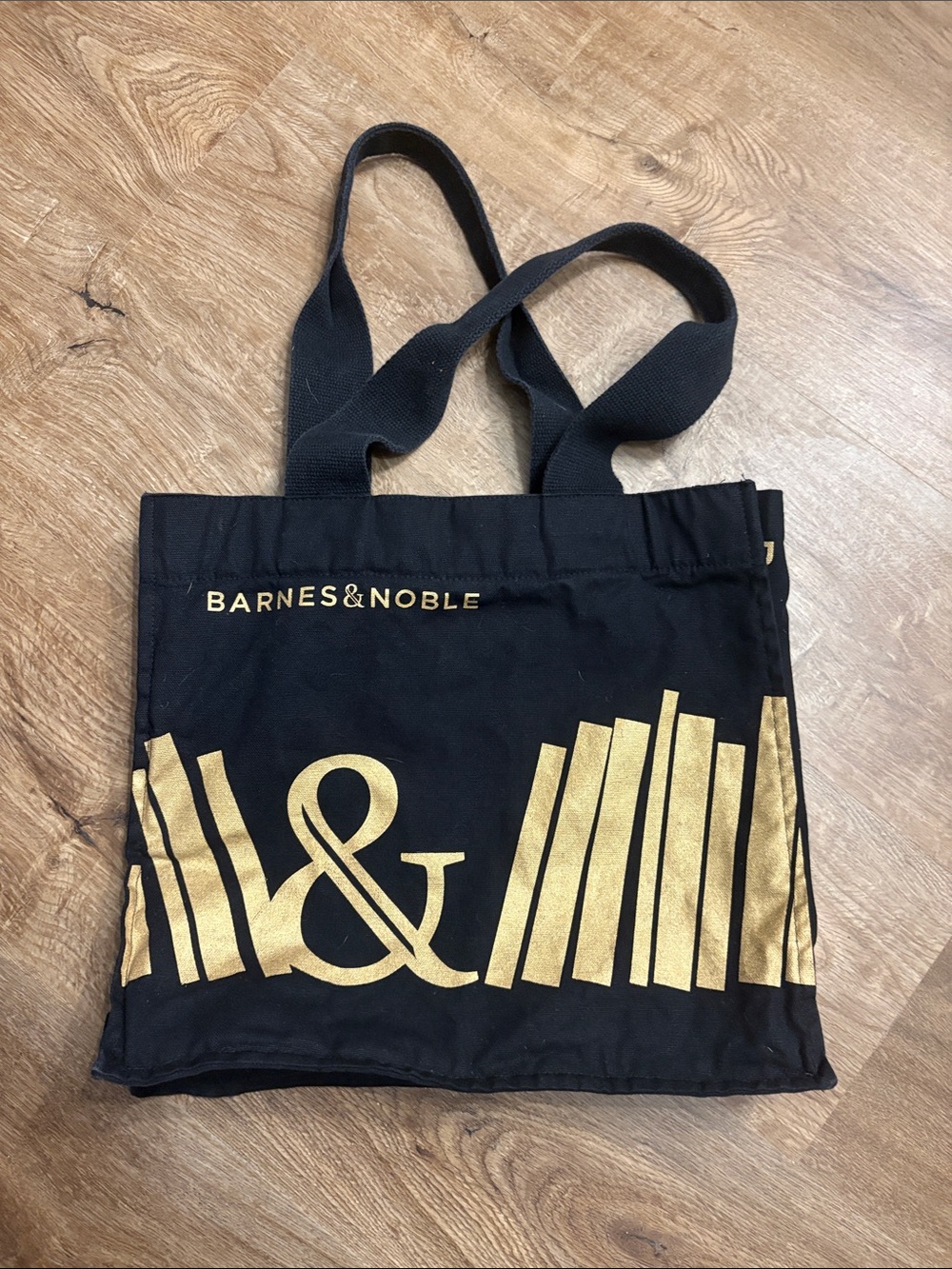 Barnes & Noble Black Tote with Gold Book Motif